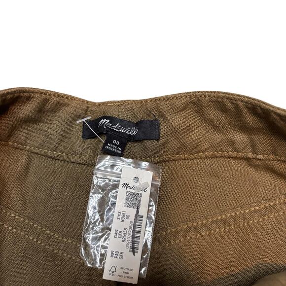 Madewell Zoe Wide Leg Linen Pants Safari Khaki High Rise 00 NWT - Picture 8 of 10